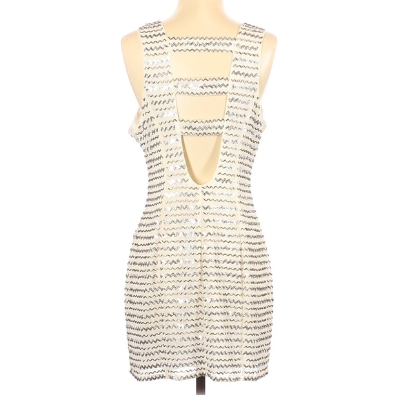 NWT PARKER Ivy Off-White Silver Beaded Mini Dress - Picture 11 of 11